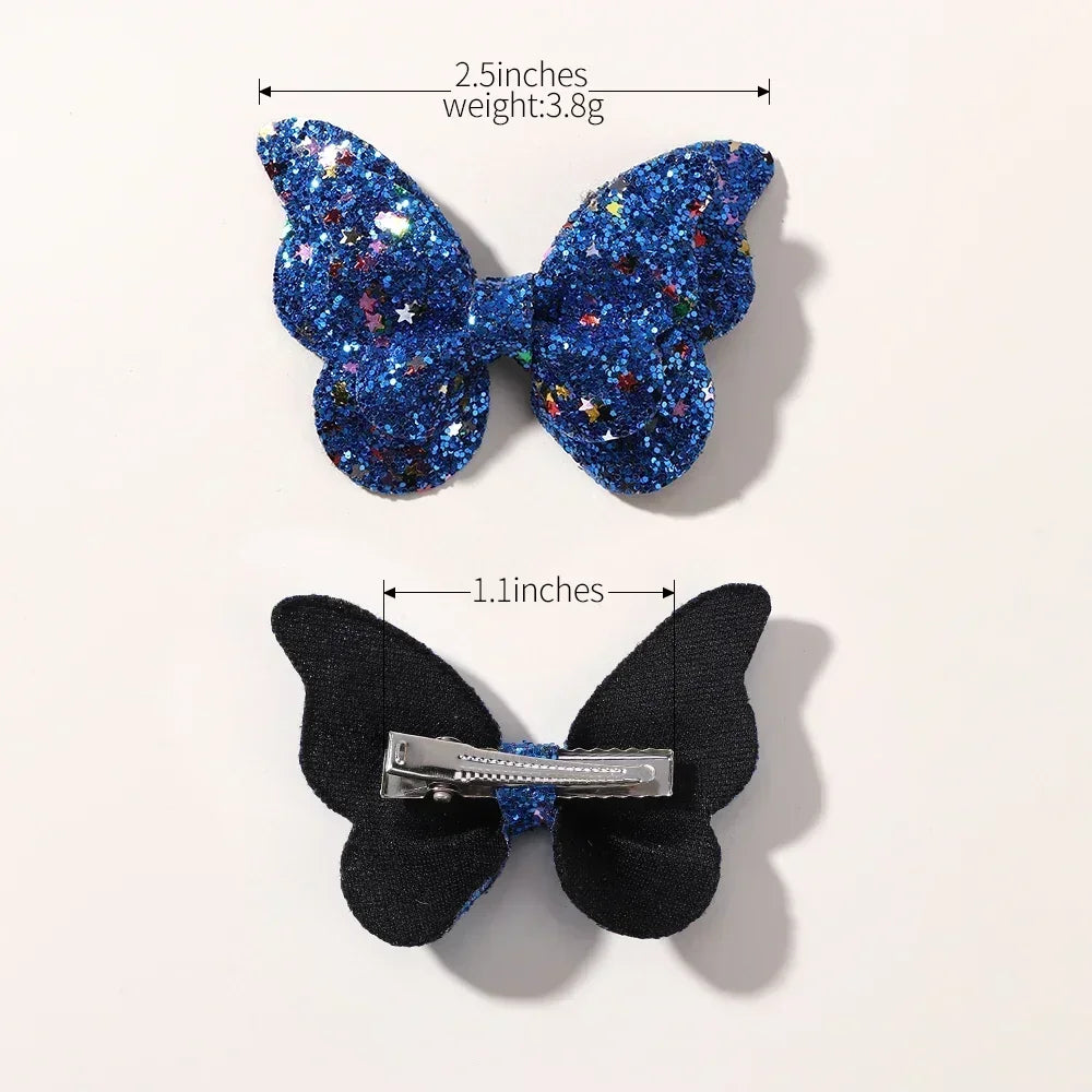 2-5Pcs Girls' Sequin Double Butterfly Hair Clips – Cute Bow Hairpins & Toddler Hair Accessories