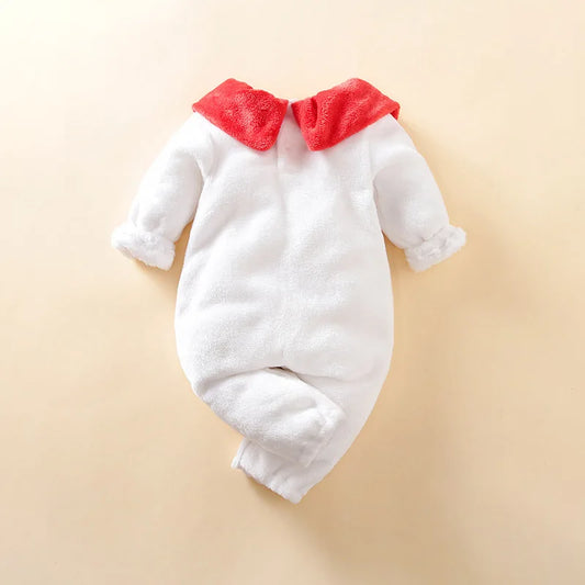 Christmas Snowman Baby Jumpsuit – Flannel Long Sleeve Outfit (0-18M)
