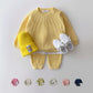 Toddler Outfit – Waffle Cotton Sweatshirt & Pants Set (2PCS)
