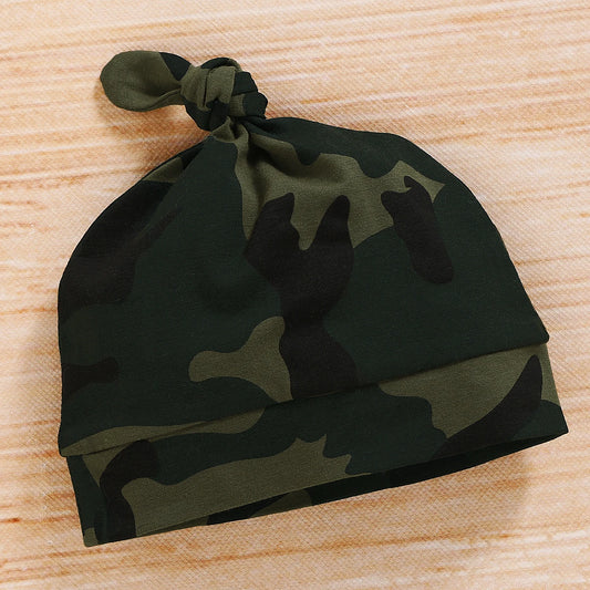 Baby Boy Summer Set – Romper, Camouflage Pants & Hat (0-18M)