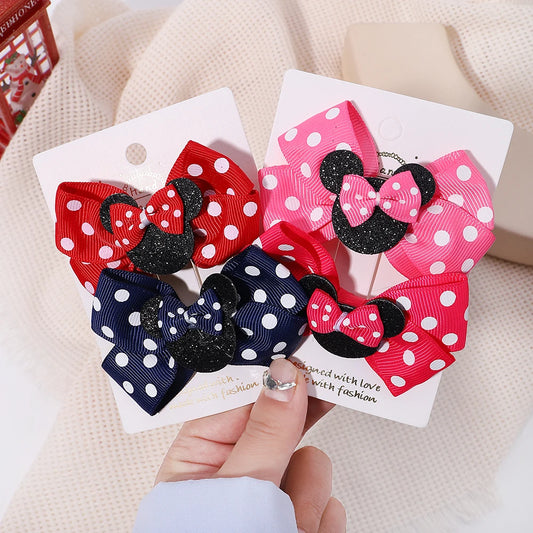 2-Piece Polka Dot Bow Hair Clips  Adorable Toddler Hairpins & Baby Boutique Accessories