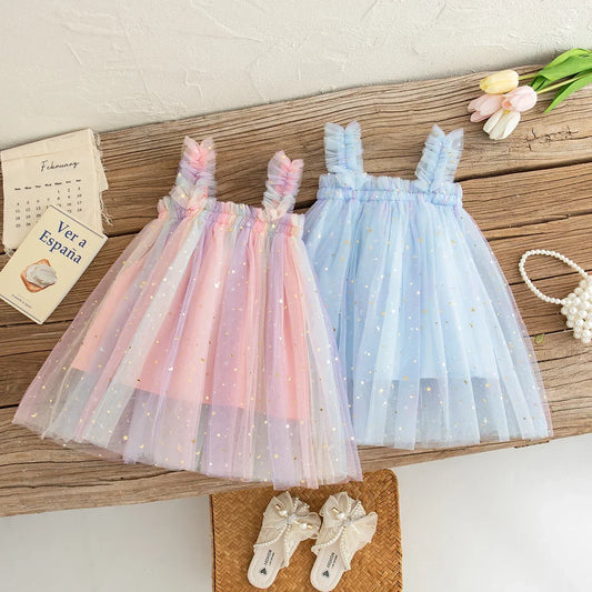 Baby Girl Summer Dress – Colorful Sequin Mesh Flower Girl Outfit