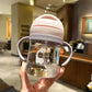 250ml Baby Drinking Cup – Pink Wide-Caliber Bottle with Straw & Handle