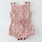 Knitted Baby Romper – Handmade Cotton Jumpsuit with Pompoms