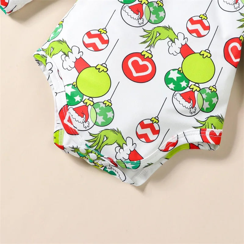 Long Sleeve Ball Print Romper & Suspender Pants Set (0-2Y)