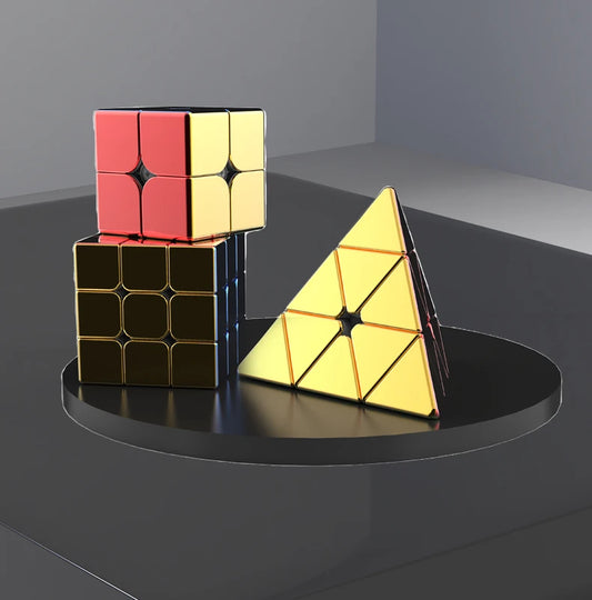 Speed Plating Magnetic Cube Set – 2x2, 3x3, Pyramid Stickerless