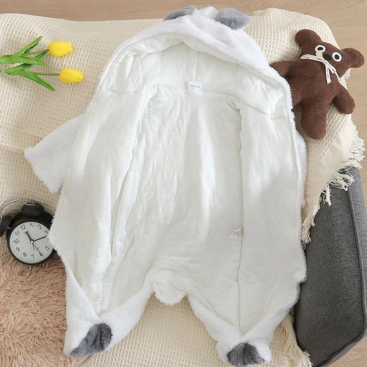Winter Baby Romper – Hooded Ear Jumpsuit for Newborns with Long Sleeves