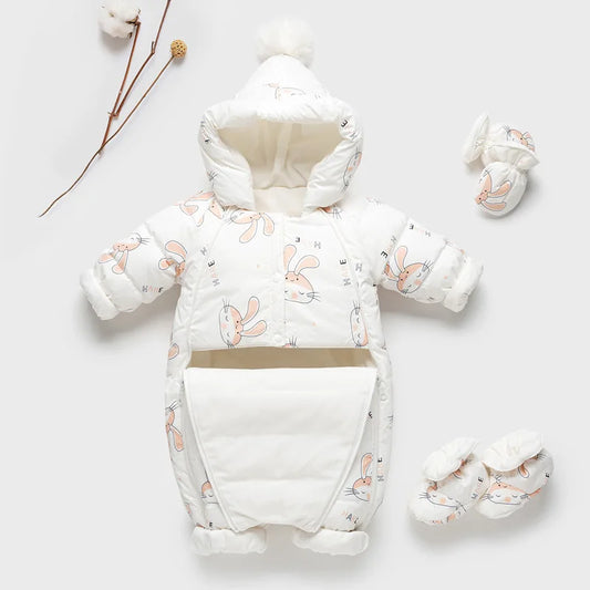 Baby Winter Duck Down Romper – Fleece Cartoon Jumpsuit