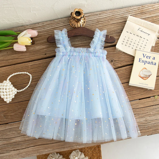 Baby Girl Summer Dress – Colorful Sequin Mesh Flower Girl Outfit