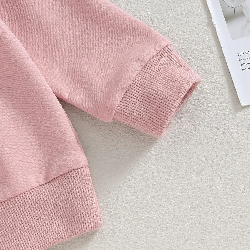 0-36M Baby Girl 2-Piece Outfit – Long Sleeve Letter Print Sweatshirt & Sweatpants