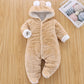 Winter Baby Romper – Hooded Ear Jumpsuit for Newborns with Long Sleeves
