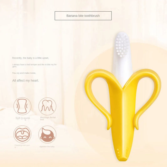 Banana-Shaped Baby Teether – Silicone Training Toothbrush, BPA-Free Chew Ring for Teething Relief