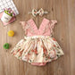 Baby Girl Summer Romper – Lace Floral Sleeve Jumpsuit with Headband (0-18M)