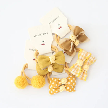 10-Piece Baby Hair Band Set – Cartoon Dot Bows & Flower Rubber Bands for Kids