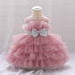 Sequin Bow Baby Girl Dress – Puffy Tulle Princess Ball Gown for Baptism & Parties