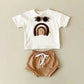 Baby Outfit – Rainbow Patchwork T-Shirt & Beach Shorts Set