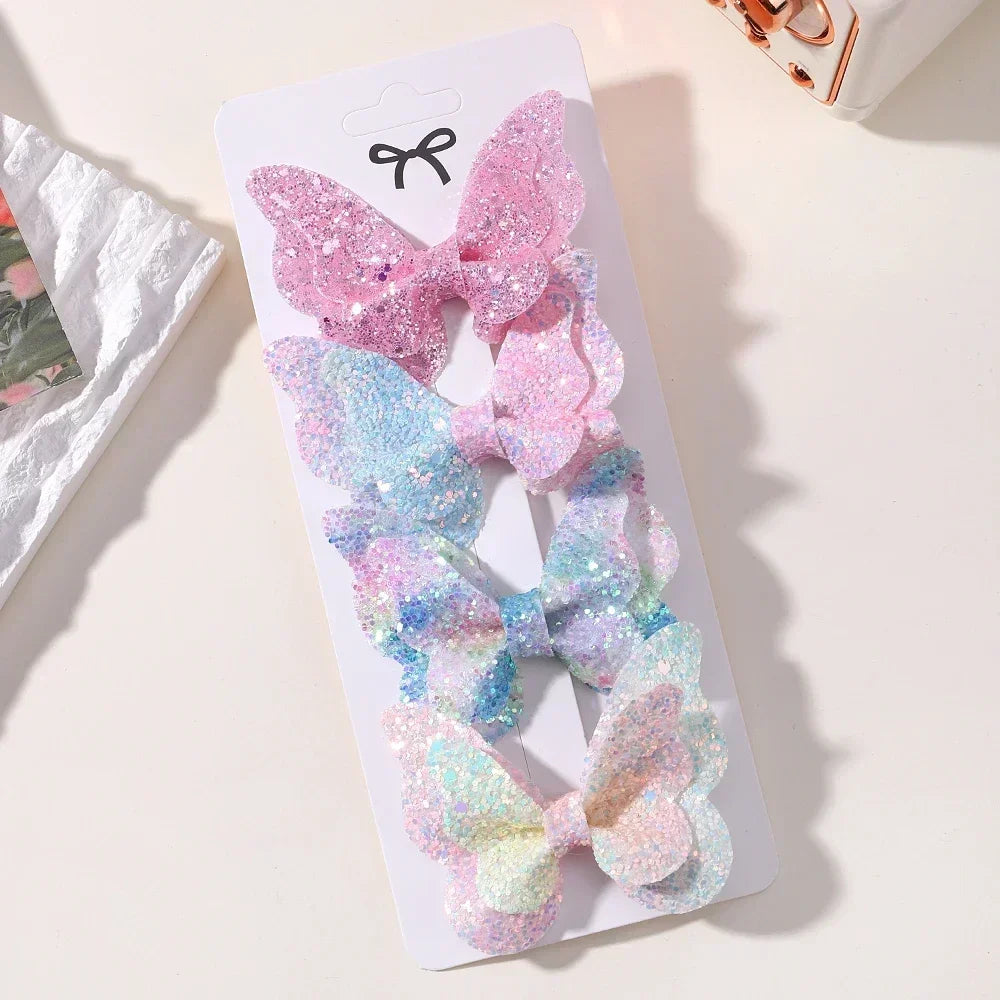 2-5Pcs Girls' Sequin Double Butterfly Hair Clips – Cute Bow Hairpins & Toddler Hair Accessories