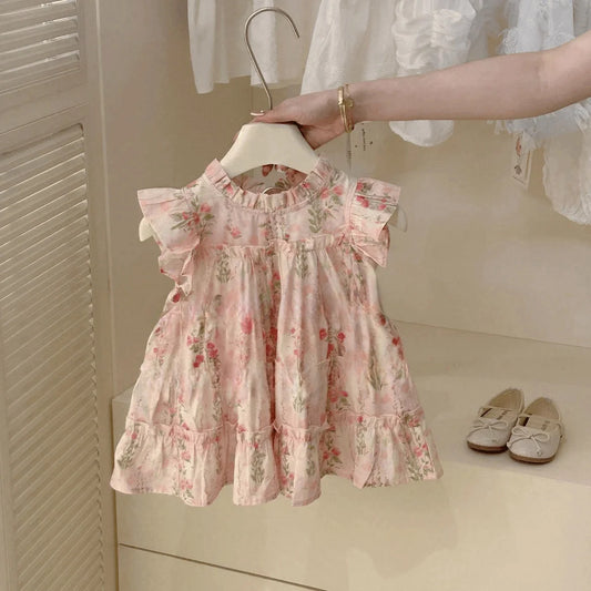 Baby Girl Summer Princess Dress – Floral Lace Outfit with Bag