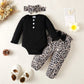 3PCS Baby Girl Outfit – Bodysuit, Pants & Headband Set (3-12M)