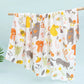 110cm Cotton Gauze Baby Blanket – Double Layer, Soft Animal Print Towel Cover