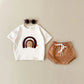 Baby Outfit – Rainbow Patchwork T-Shirt & Beach Shorts Set