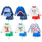 Summer Boys' Swimsuit Set – Long Sleeve Cartoon Sunscreen Top & Shorts (4-8Y)