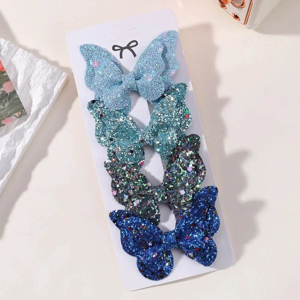 2-5Pcs Girls' Sequin Double Butterfly Hair Clips – Cute Bow Hairpins & Toddler Hair Accessories