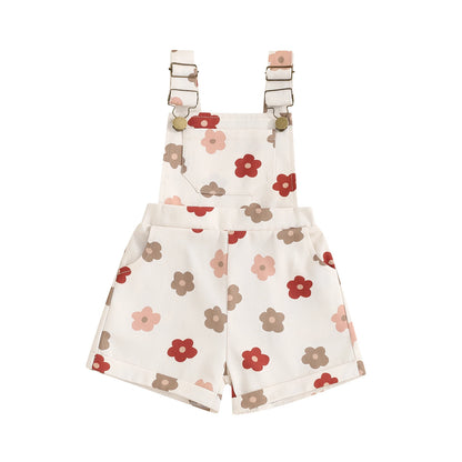 Kids' Overalls – 0-6Y Sleeveless Denim Jumpsuit with Prints