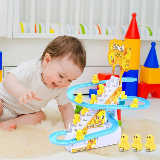 Electric Duck Race Track – LED Musical Climbing & Sliding Toy for Kids