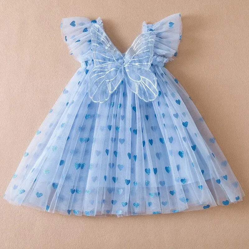 Girls' Summer Dress – Butterfly Wings Floral Tutu Princess Outfit