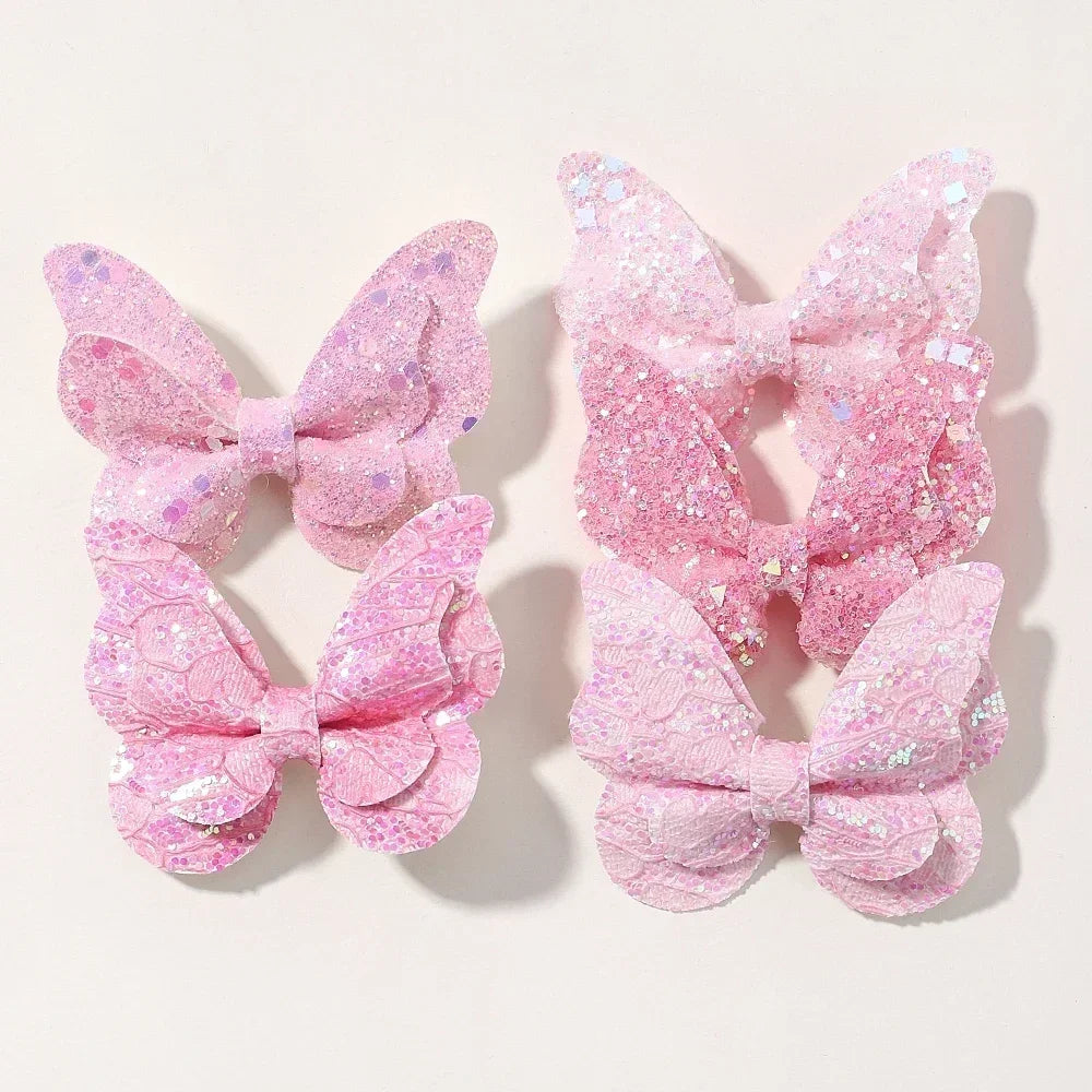 2-5Pcs Girls' Sequin Double Butterfly Hair Clips – Cute Bow Hairpins & Toddler Hair Accessories