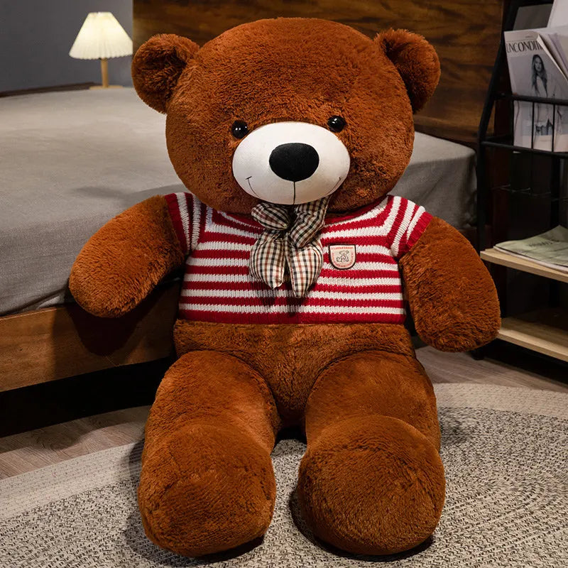 Bow Bear Plush – Soft Stuffed Teddy in Sweater Gift