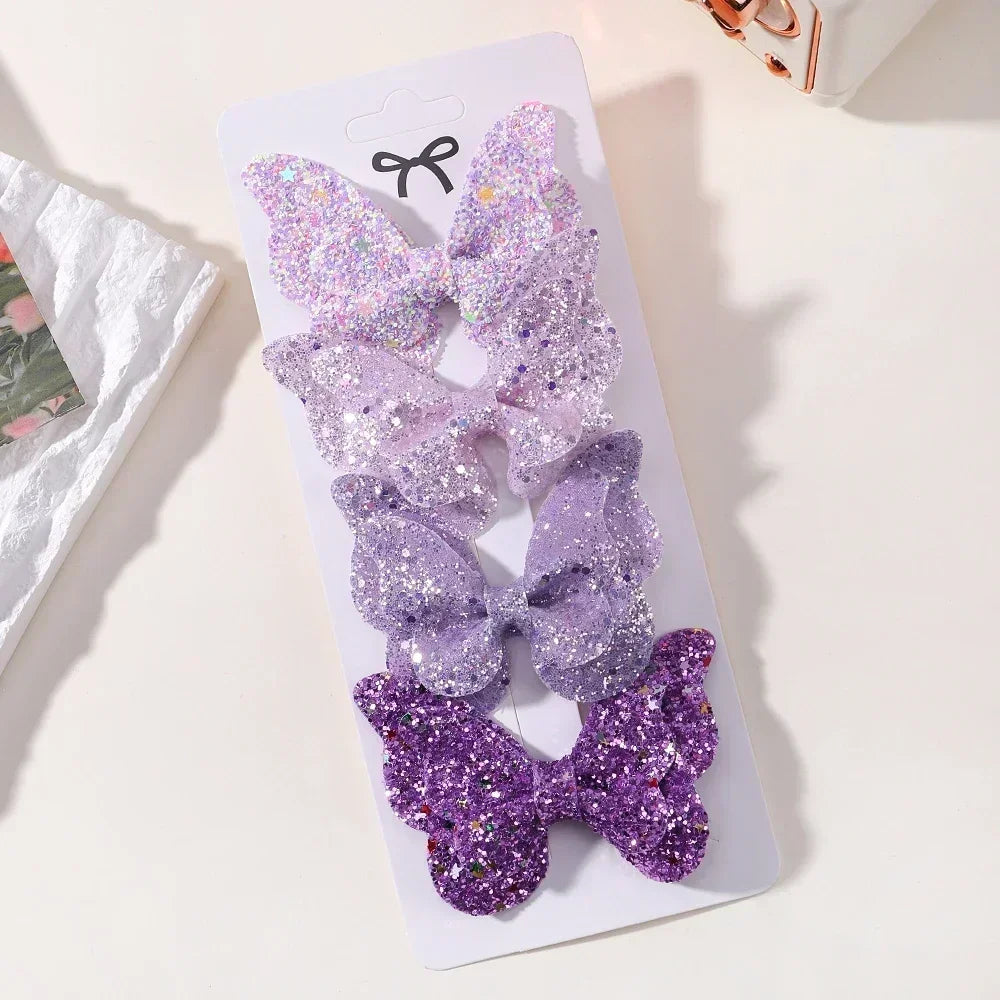 2-5Pcs Girls' Sequin Double Butterfly Hair Clips – Cute Bow Hairpins & Toddler Hair Accessories