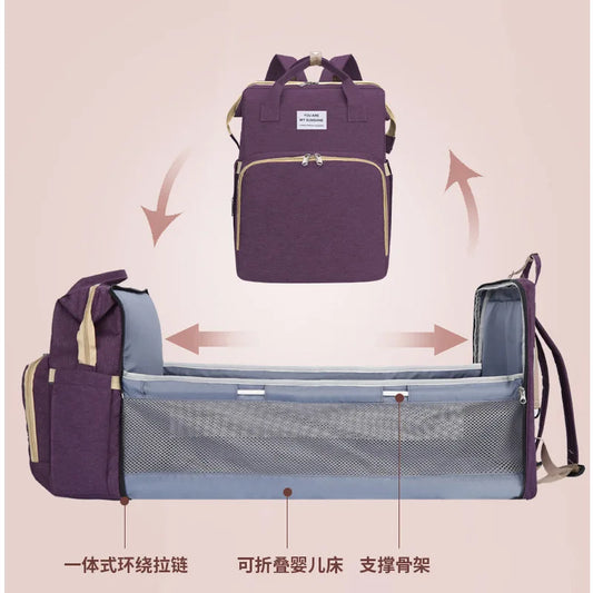 Dual-Use Folding Mummy Bag – Large Capacity Maternal & Infant Backpack