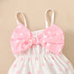 2PCS Baby Girl Romper Set – Allover Dots with Bowknot & Headband