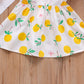 2PCS Summer Girls' Dress Set – Bow Suspender Top & Orange Print Skirt with Hat