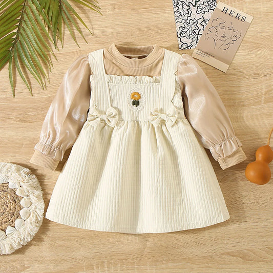 Autumn Princess Dress & Strap Set – Stylish Baby Girl Outfit