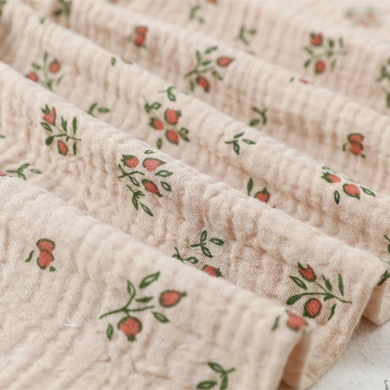 Cotton Muslin Baby Swaddle Blanket – Solid & Floral Print, Soft Newborn Crinkle Fabric, Stroller Cover