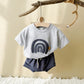 Baby Outfit – Rainbow Patchwork T-Shirt & Beach Shorts Set
