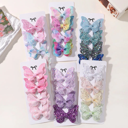 2-5Pcs Girls' Sequin Double Butterfly Hair Clips – Cute Bow Hairpins & Toddler Hair Accessories