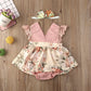Baby Girl Summer Romper – Lace Floral Sleeve Jumpsuit with Headband (0-18M)