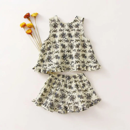 Summer Toddler Baby Girl Outfit – 2PCS Organic Cotton Holiday Set