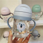 Kids' Cartoon Animal Water Bottle – Straw Cup with Gravity Ball & Shoulder Strap