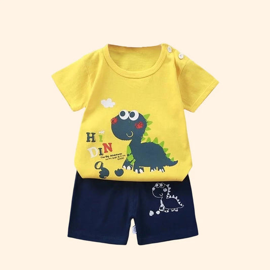 Kids' Summer Outfit – 100% Cotton T-Shirt & Shorts 2PCS Set