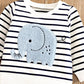 0-2Y Elephant Print Outfit – Striped Top & Jeans 2-Piece Set
