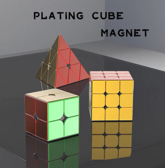 Speed Plating Magnetic Cube Set – 2x2, 3x3, Pyramid Stickerless