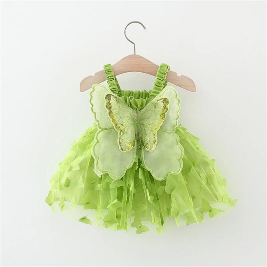 Baby Girl Princess Party Dress – Back Bow & Wing Embroidery Mesh Outfit (0-3Y)