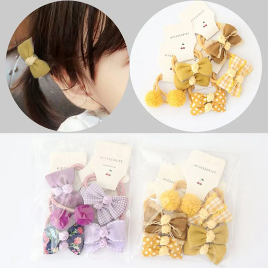 10-Piece Baby Hair Band Set – Cartoon Dot Bows & Flower Rubber Bands for Kids
