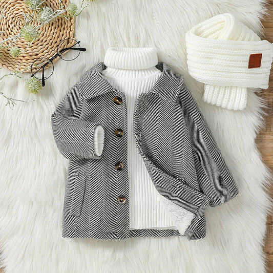 Baby Boys' Jacket – Plush Long Sleeve Buttoned Outerwear (1-3Y)