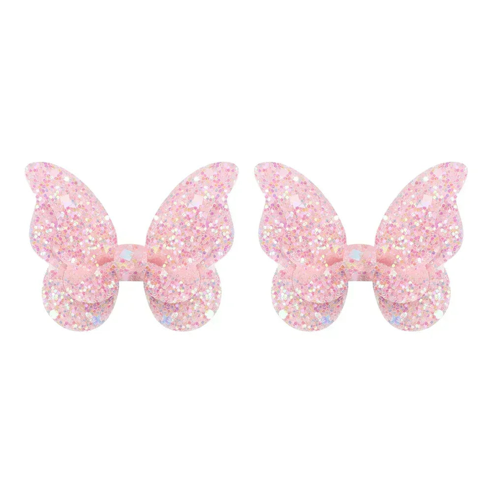 2-5Pcs Girls' Sequin Double Butterfly Hair Clips – Cute Bow Hairpins & Toddler Hair Accessories